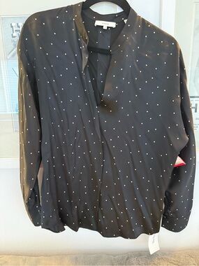 Vince Black Blouse with White Polka Dots and matching pants in picture